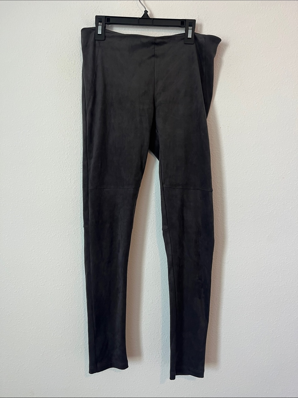 DREW Black Faux Suede Panel Leggings